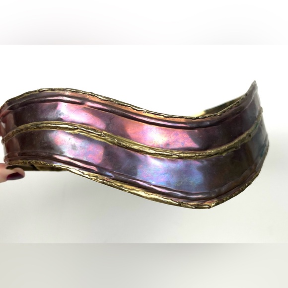 Vintage Handmade Brutalist Hammered Metal Copper Belt - Picture 4 of 16